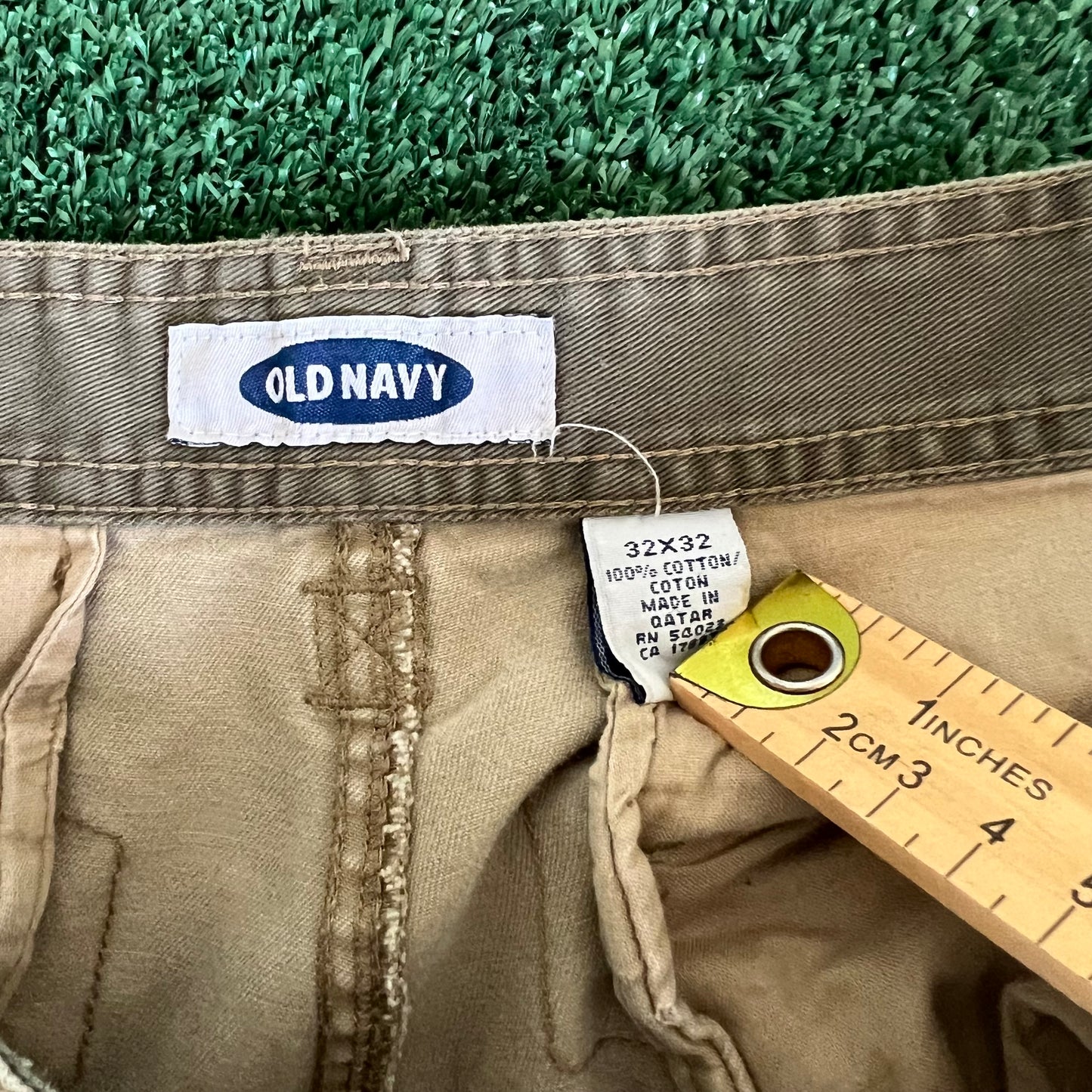 Y2K Old Navy Baggy Cargo Khaki Pants - 32x31.25" 18" Openings