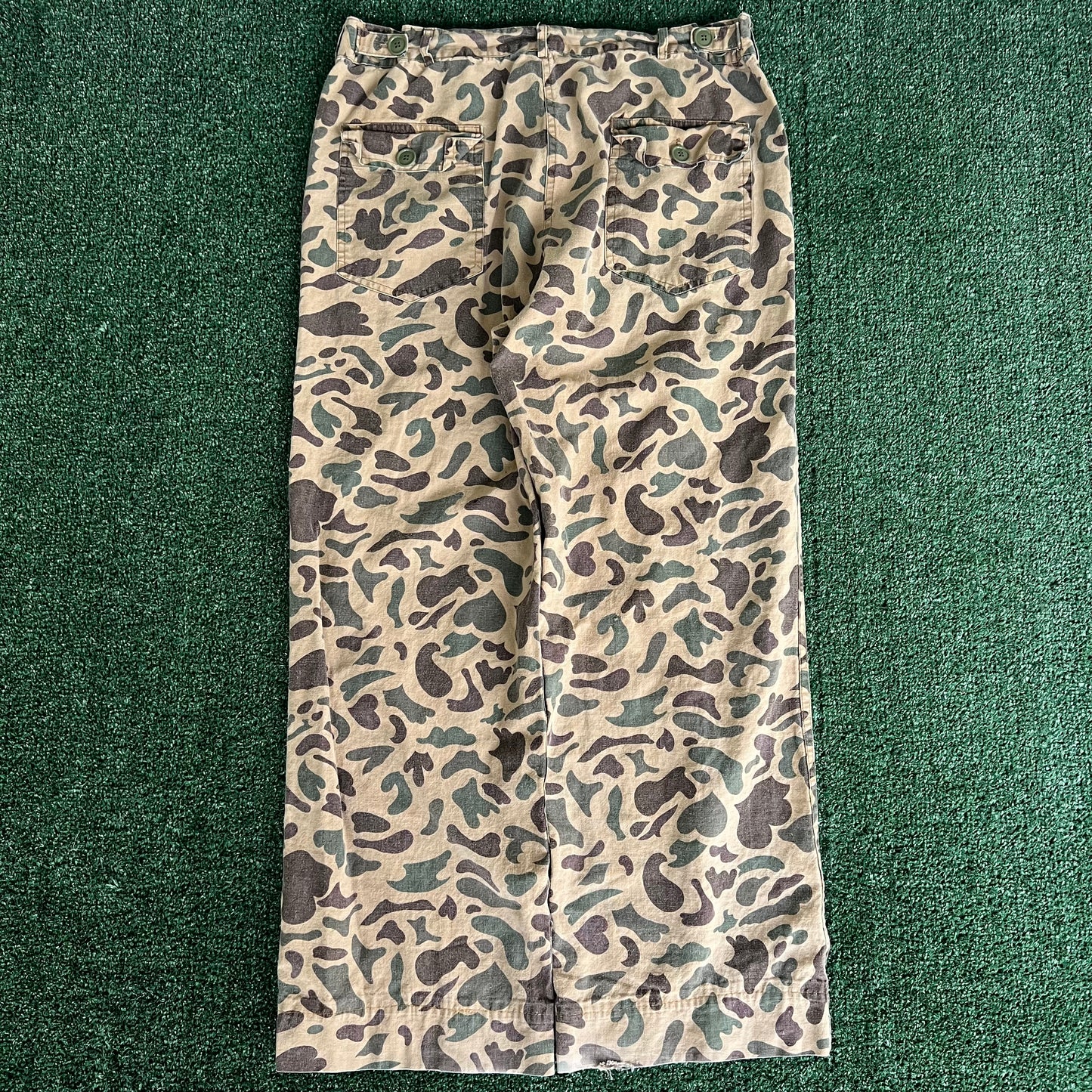 70s Hunting Duck Frogskin Camouflage Wide-Leg Baggy Pants - 34x28.5" 21" Opens