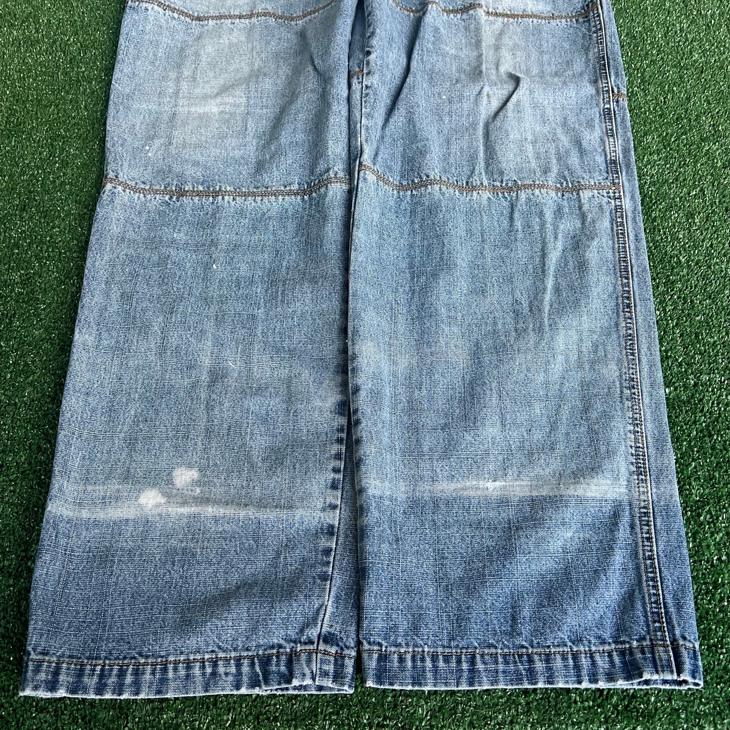 Y2K Vibes Jeans Double Knee Baggy Light Wash Blue Jeans - 39x33.5 19" Openings